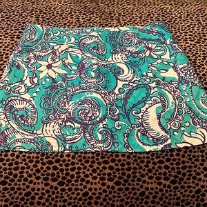 LILLY PULITZER SKORT IN AQUA AND TEAL SIDE ZIP POCKETS SZ 0